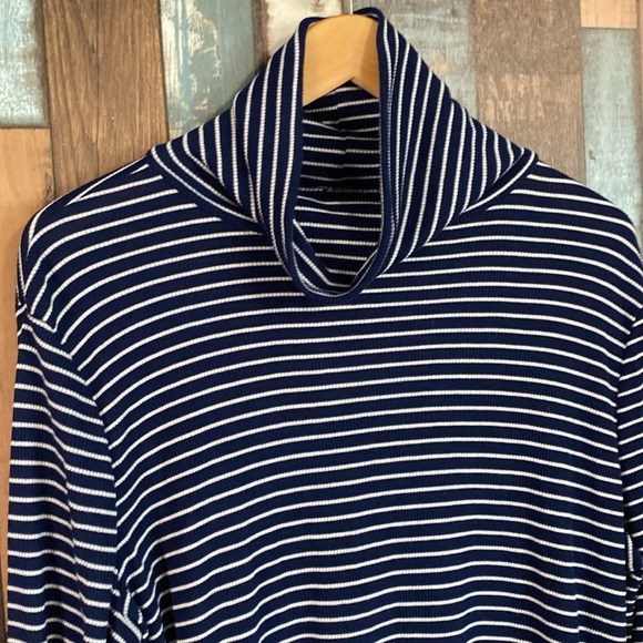 a.n.a. Blue striped turtle neck top - Picture 4 of 14